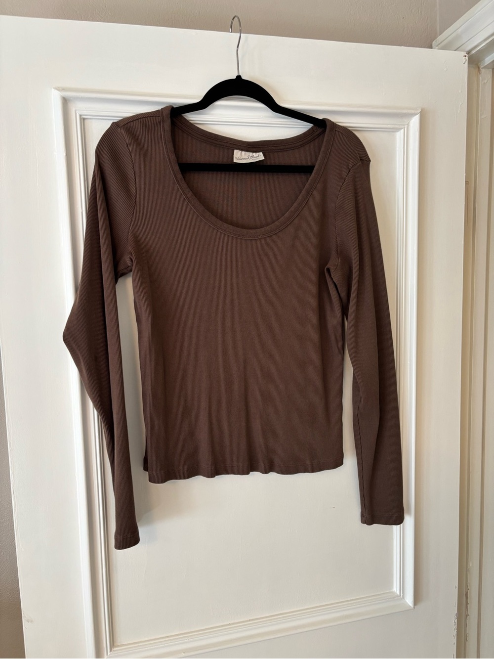 Universal Thread Scoop Neck Long Sleeve Top - Brown